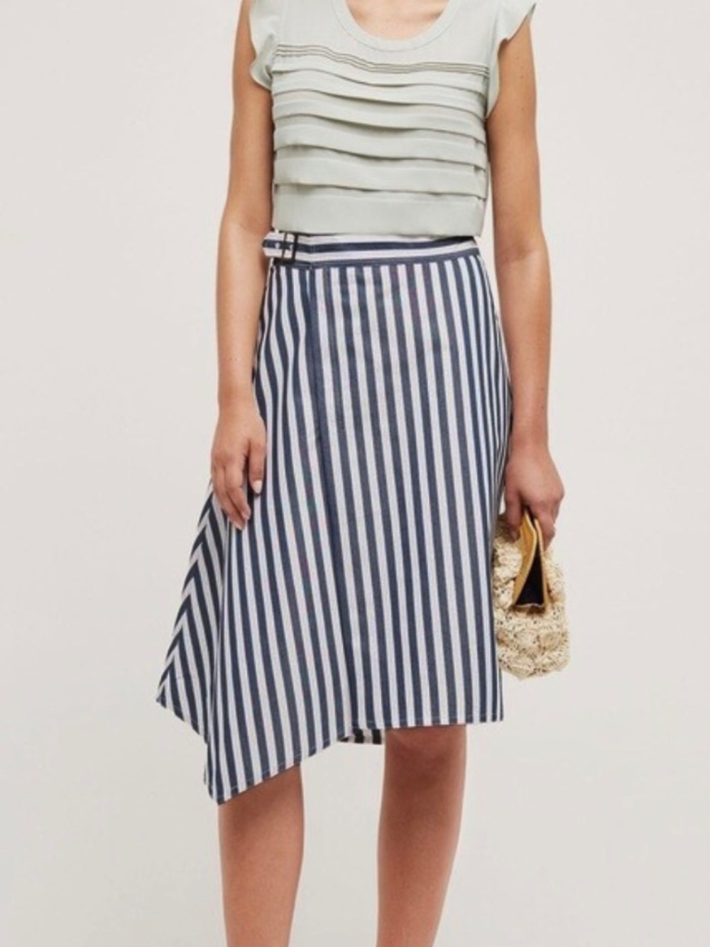 Anthropologie Maeve Channing Striped Asymmetrical Wrap Skirt. Size 8.